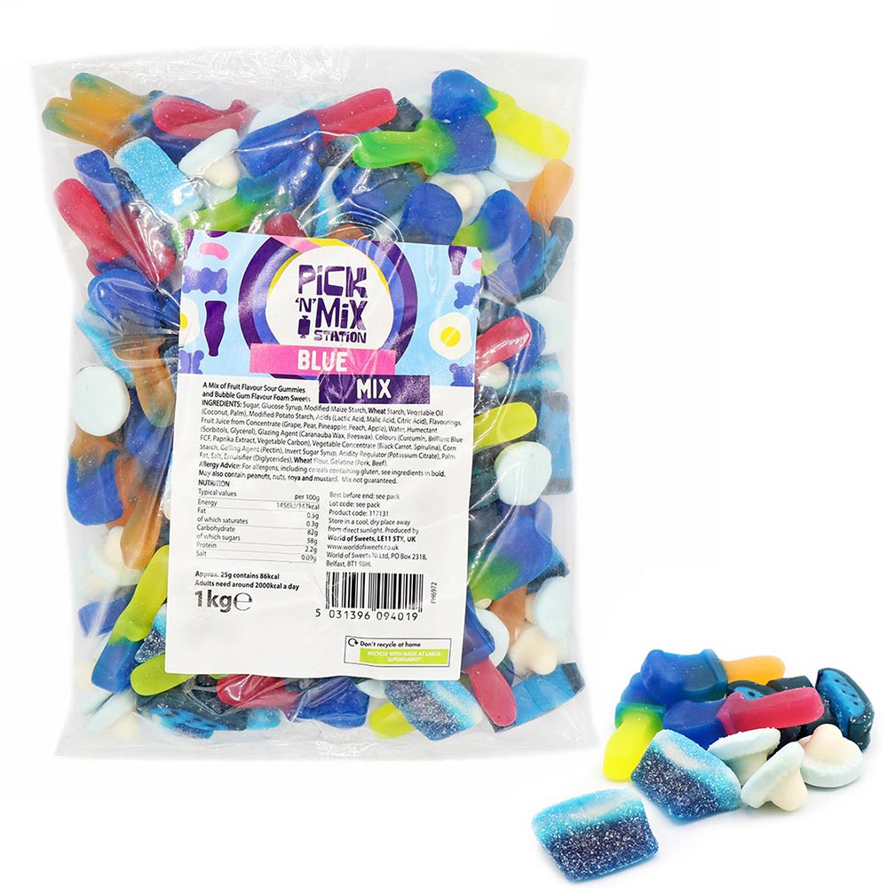 Blue Retro Pick N Mix 1KG Bags