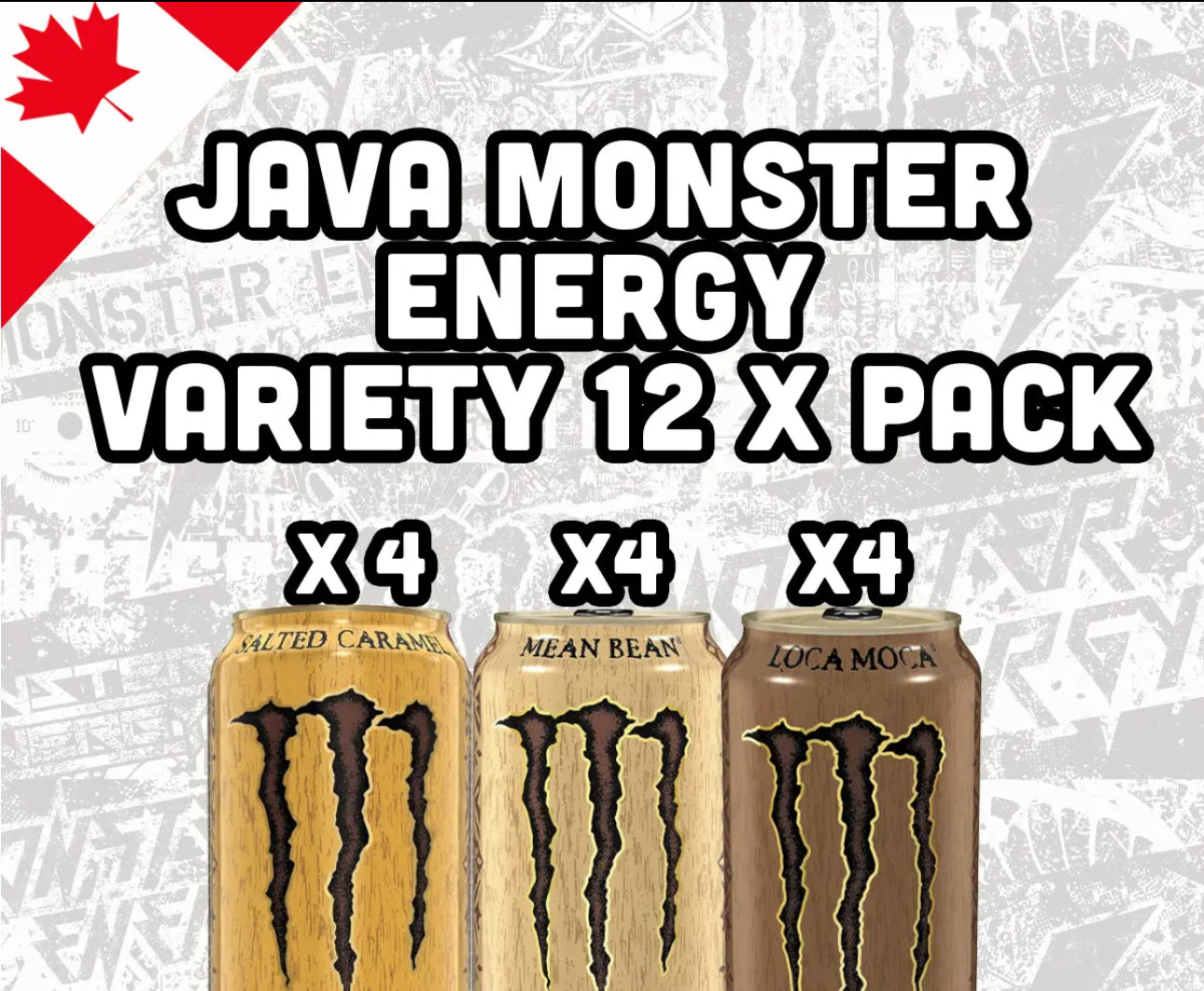 Monster Java Energy drink Variety Pack x12 Cans - x4 of each flavour