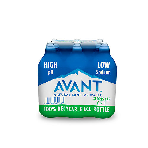 Avant Natural Mineral Water Sports Cap 1Ltr x6 Bottles Per Case