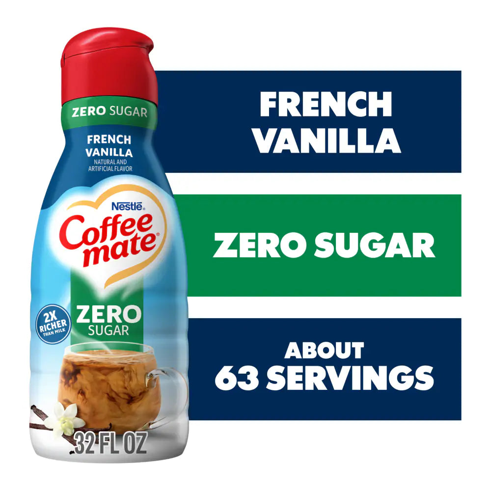 Pack of Three - International Delights Coffee Creamer - French Vanilla - Zero Sugar 32fl.OZ (946ml) (USA)