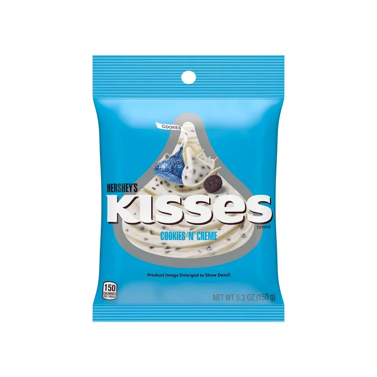 Hersheys Kisses Cookies N Crème Peg Bags 62G x 12 Case (USA) Bulk Buy