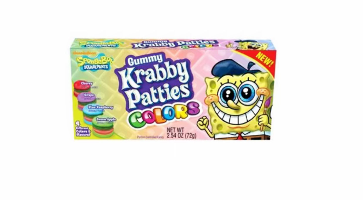 SpongeBob Krabby Patties Theatre box - x4 Different Types Watermelon/Colours/Original Krabby Patties/Krabby Patties Challange Theatre box