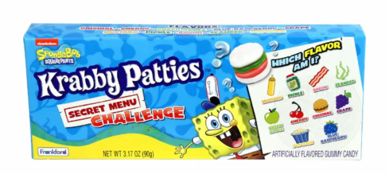 SpongeBob Krabby Patties Theatre box - x4 Different Types Watermelon/Colours/Original Krabby Patties/Krabby Patties Challange Theatre box