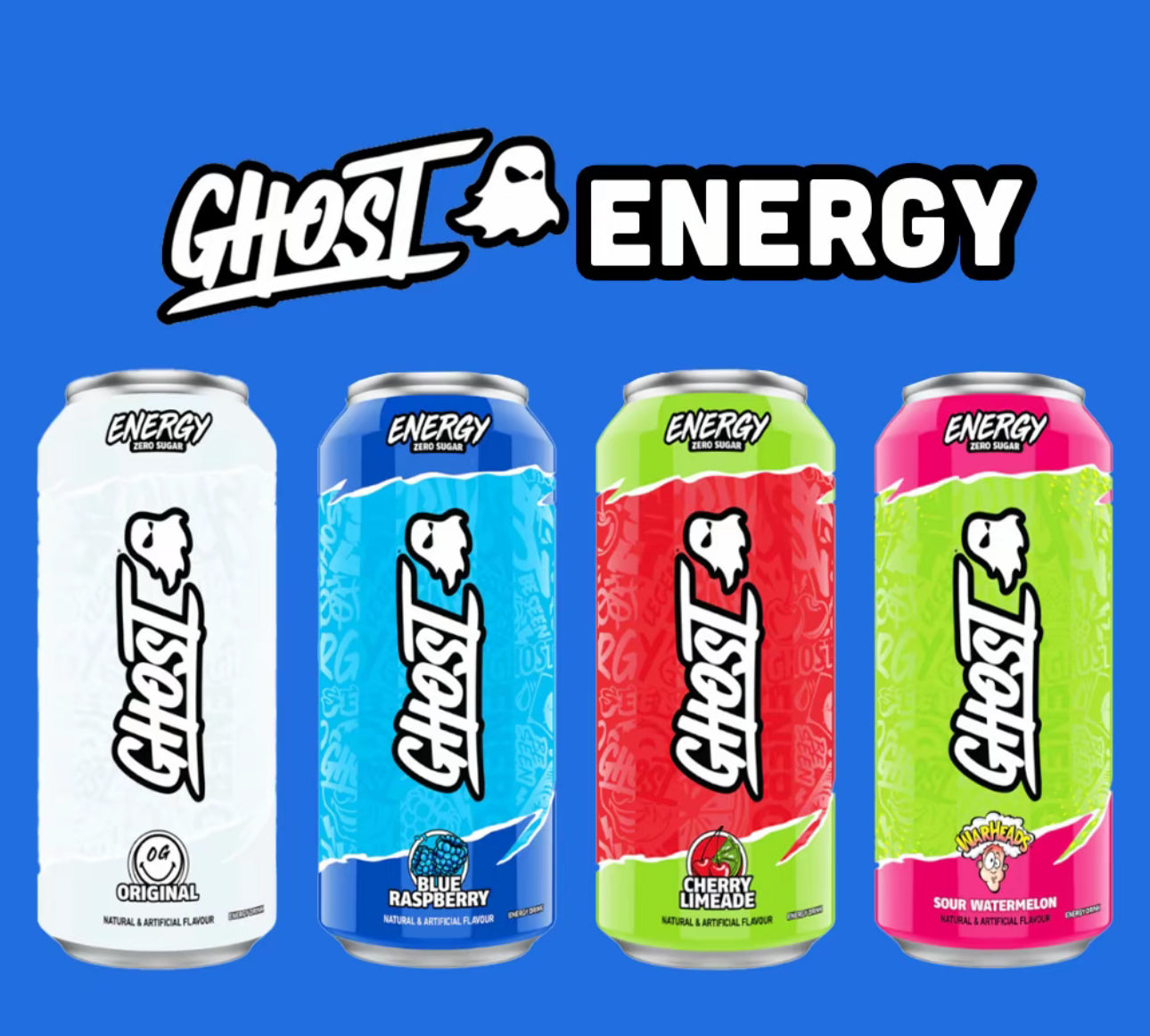 Ghost Energy Drinks | Blue Raspberry | Original | Cherry Limeade | Watermelon | Zero Calories
