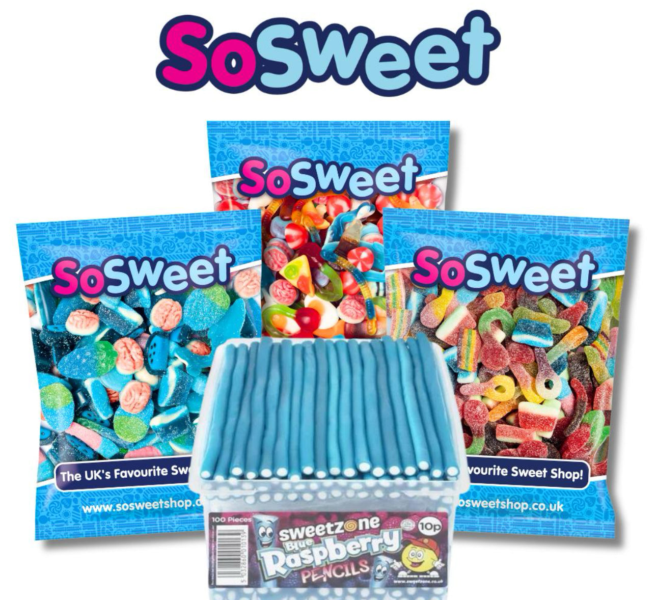 So Sweet 4KG Bundle - Fizzy/Jelly/Blue + Sweetzone Pencil Tub - (Online Exclusive Only)