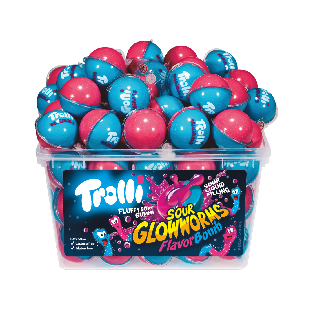 Trolli Flavour Bombs - Strawberry/Cherry Cola/Sour Glowworms/PopEye/Mango