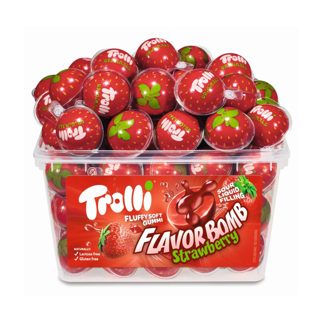 Trolli Flavour Bombs - Strawberry/Cherry Cola/Sour Glowworms/PopEye/Mango