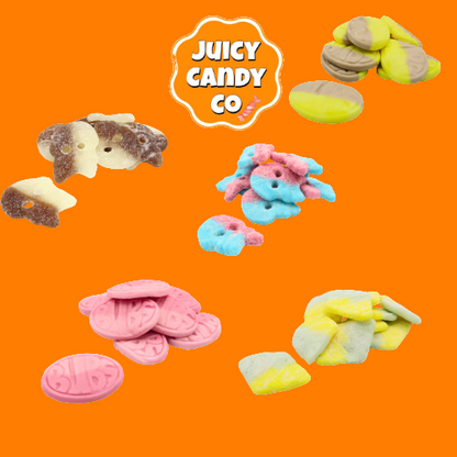 Swedish Bubs - x4 Flavours - Fizzy Cola/Banana & Caramel/Pomegranate and Strawberry/Tutti Fruity/Bubblegum - 1KG